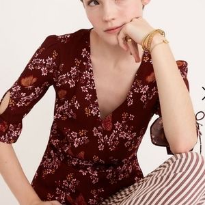 Madewell Wrap Tie Front Top floral